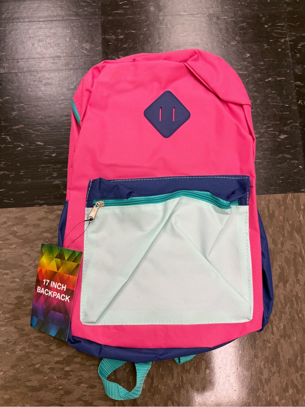17" Kids Backpack Pink Navy Blue Teal 2 Zipper Pockets Lightweight CVS New